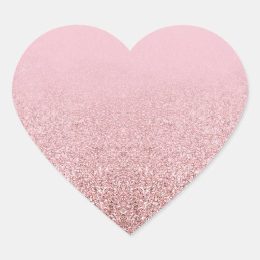 Populaire Roze Gouden Glitter Elegante Sjabloon Hart Sticker (Voorkant)