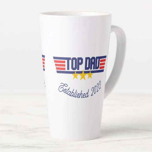 Populaire vader met bewerkbare datum latte mok (Rechterhoek)