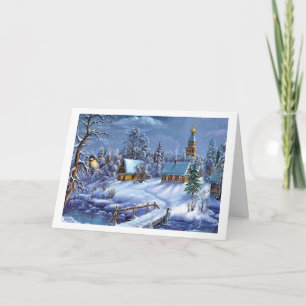 Populaire vintage kerst sneeuw wereld feestdagen kaart