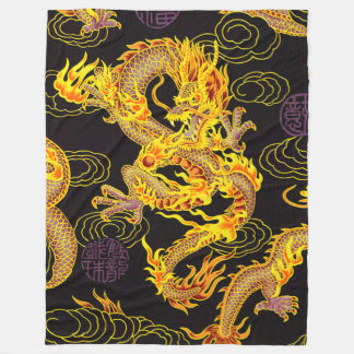 Populairste Gouden Chinese Keizer Dragon Fantasy Fleece Deken