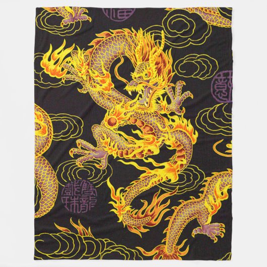 Populairste Gouden Chinese Keizer Dragon Fantasy Fleece Deken (Voorkant)