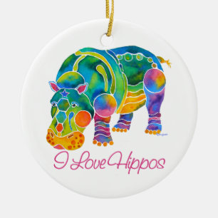 Populairste I Love HIPPOS Keramisch Ornament