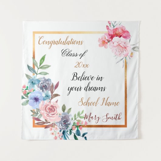 Popular Floral Customize Gold Tapestry Wandkleed (Voorkant)