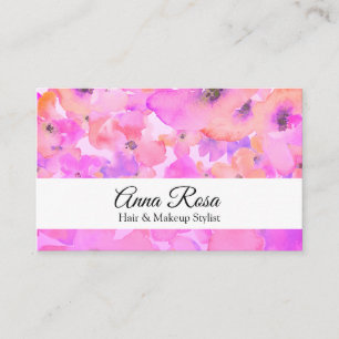 *~* Popular Floral Waterverf Pink Lavender Chic Visitekaartje
