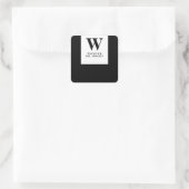 Popular Monogram black minimalist Wedding  Vierkante Sticker (Tas)