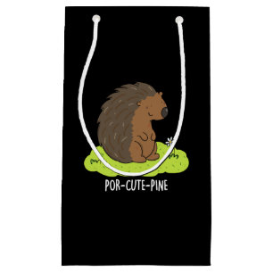 Por-Schattige-Pine Funny Porcupine Pun Dark BG Klein Cadeauzakje