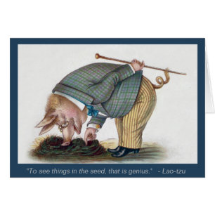 Porc anthropomorphe mignon - carte vintage d'art