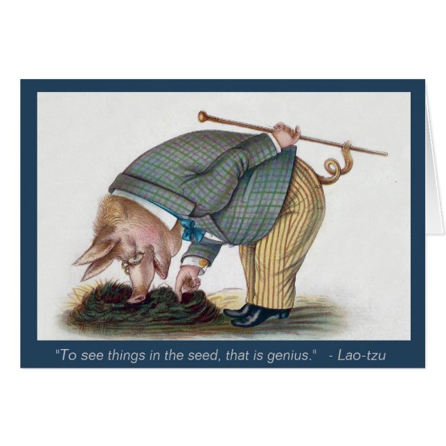 Porc anthropomorphe mignon - carte vintage d'art (Devant horizontal)