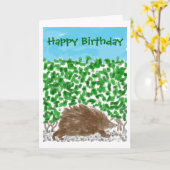 Porc dans la carte d'anniversaire de la haie (Fleur jaune)