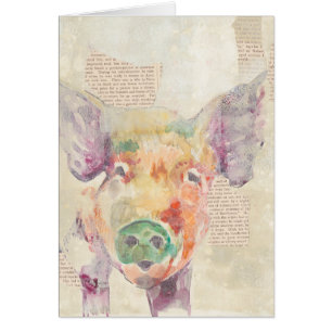 Porc de collage de ferme d'aquarelle