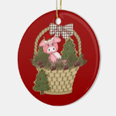 Porc de Noël dans un ornement de panier (Gauche)
