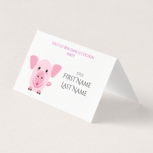 Porc party Folded Card for party table (Front)