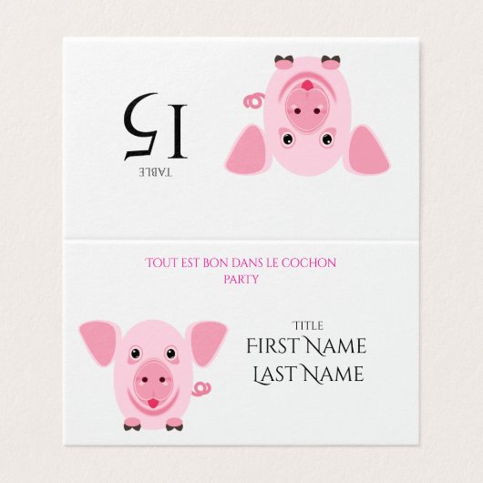 Porc party Folded Card for party table (Outside Unfolded)