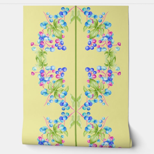 Porcelain Berries on a  Behang (Afrollen)