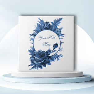 Porcelain Blue Floral Lijst Tegeltje