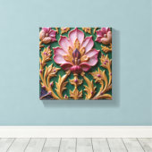 Porcelain Pink Lotus Canvas Afdruk (Insitu (Houten vloer))