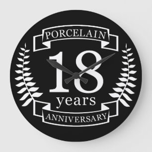 Porcelain traditionele trouwdag 18 jaar grote klok