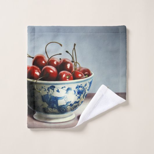 Porcelaine Bleue & Cerises (Gant de toilette)