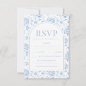 Porcelaine Bleue Floral Garden Mariage Cartes RSVP (Devant)