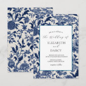 Porcelaine Elegance Faire-part de mariage bleu (Devant / Derrière)