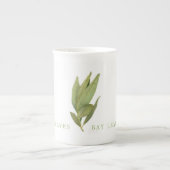 PORCELAINE TASSE EN FAIENCE FINE FEUILLES DE LAURIER FRAÎCHES (Devant)