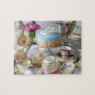 Porcelaine vintage de thé et 30ème puzzle de