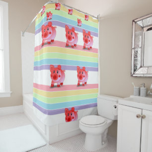 porcelet rose pour enfants rideau blanc