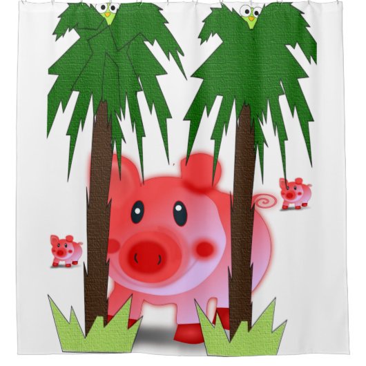 porcelet rose pour enfants rideau blanc (Devant)