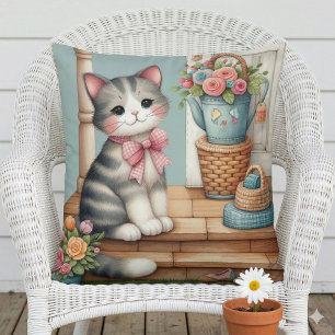 Porch Kitty Bloemrijke Patchwork Scene Kussen
