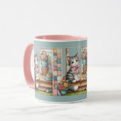 Porch Kitty Bloemstuk Patchwork Scene Mok (Voorkant links)