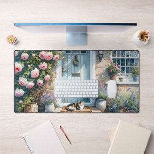 Porche Floral Cottagecore avec Chat Calicot