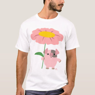 Porcin avec un T-shirt (rose) d'adulte d'enfants