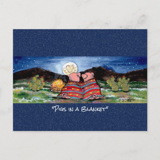 Porcs dans une carte postale blanche Whimsical Wat (Devant)