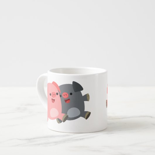 Porcs de caricature en noir et blanc, Espresso Mug (Devant gauche)