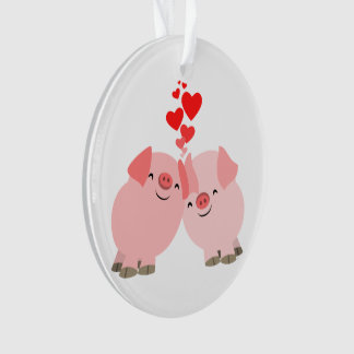 Porcs de caricature mignons en ornement acrylique