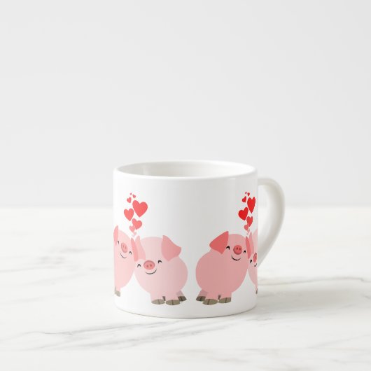 Porcs mignons de bande dessinée dans la tasse de (Devant droit)