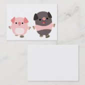 Porcs mignons de bande dessinée sur une carte de (Devant / Derrière)