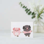 Porcs mignons de bande dessinée sur une carte de (Debout devant)