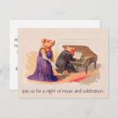 Porcs vintages mignons de concert - invitation (Devant / Derrière)