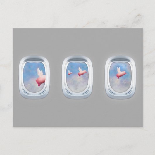 Porcs volant après la carte postale de fenêtres (Devant)