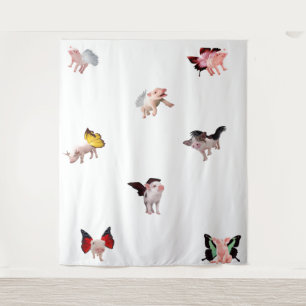 Porcs volants Tapisserie blanche