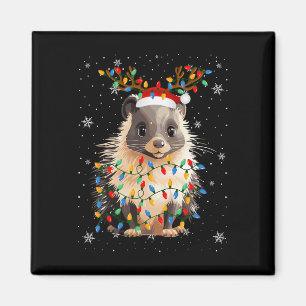 Porcupine Animal Santa Hat Lelijke Kerstboom Lig Magneet