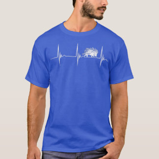 Porcupine Heartbeat EKG Pulse Quill Pig Nature Ani T-shirt
