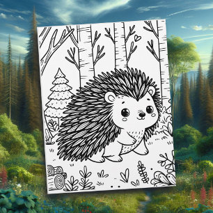 Porcupine mignonne dans les bois Page Couleur