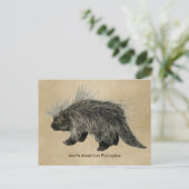 Porcupine op oud papier briefkaart (Staand voorkant)