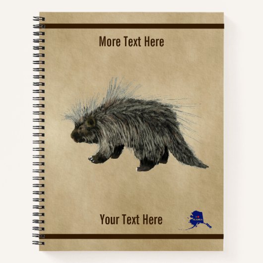 Porcupine op oud papier notitieboek (Voorkant)