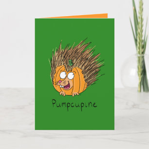 Porcupine Pumpkin - Funny Halloween Wenskaart Kaart