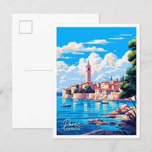 Porec Kroatië Art vintage reisillustratie Briefkaart