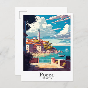 Porec Kroatië Art Vintage Travel Illustratie Briefkaart