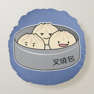 Pork Bun dim sum Chinees ontbijt gestoomd bq bun Rond Kussen
